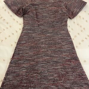LOFT Burgundy and Black Textured Dress